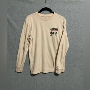Young & Reckless "Forever Paradise" Long Sleeve Graphic Tee - Size Medium -Sand